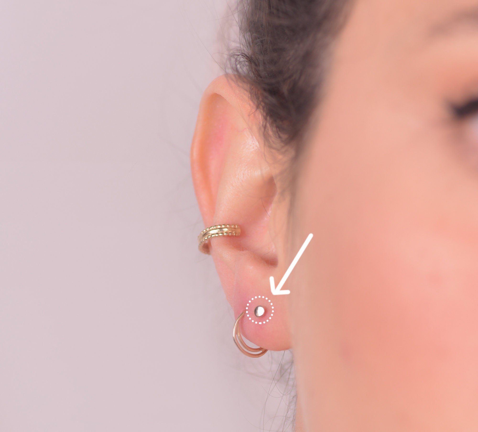 14KT Circle Stud Earrings Solid 14K Gold Circle Dot Earrings Etsy