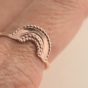 14k Rose Gold Sun Ring, Gold Filigree Ring, Yellow Gold Sun Ring, Tribal Gold Ring, Weeding Ring, Lace Ring, Stacking Ring