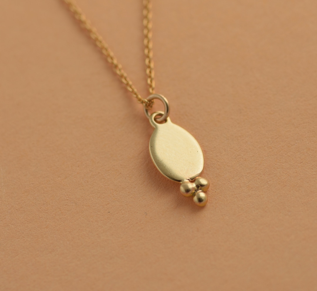 14k Charm Necklace, REAL 14k Gold Minimalist Pendant, Tiny Dainty Charm