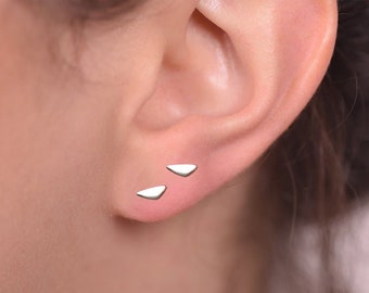 14k Gold Stud Earrings, Handmade Minimalist Ladies Studs
