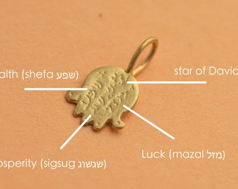 14K Gold Hamsa Anhänger, Glück Anhänger, Wohlstand Anhänger, Hand Schutz Charm, Jejuda Schmuck