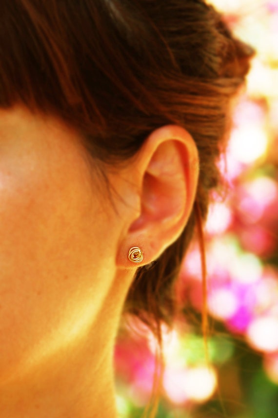 Gold stud earrings gold circle studs gold post earrings Etsy