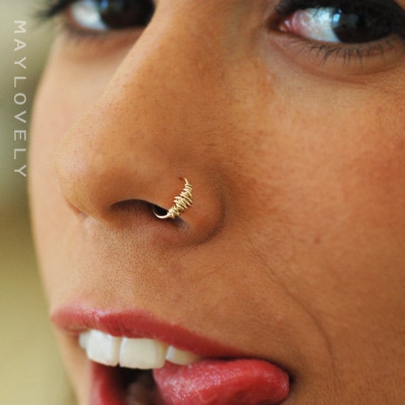 Small gold nose ring 24/22 /20/18 GAUGE silver nose ring Etsy