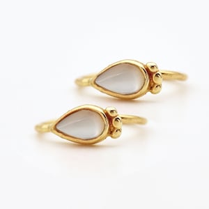 Hoop Earrings 14K GOLD Hoop Earrings Mother of Pearl Earrings Simple Modern Jewelry Beachy Gemstone Earrings Small Solid Gold White Pearl