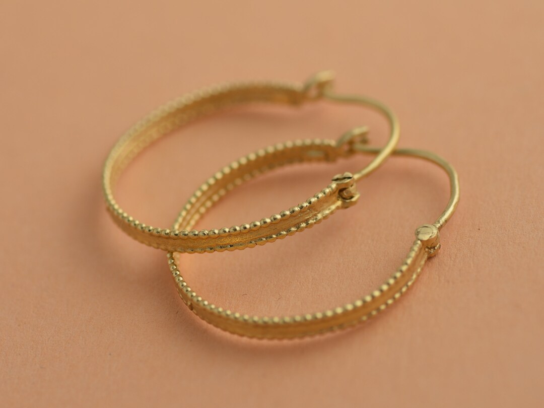 14K Solid Gold Hoop Earrings, Sizes 25mm, Thick, Boho Hoops, Classic
