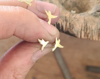 Bird Stud Earrings, Gold Stud Earrings 14k GOLD Earrings Unique Small Gold Earrings Post Earrings Flying Birds Earrings