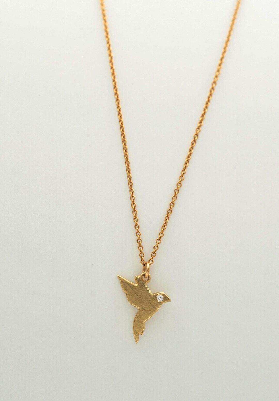 Flying Bird Gold Necklace 14k Solid Gold Dove Necklace - Etsy