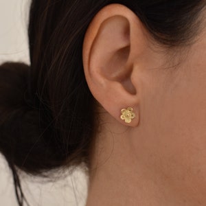 Solid Gold Stud Earrings, Gold Filigree Earrings, Gold Flower Lace Earrings, Gold Boho Studs, Dainty Post Earrings, Boho Earrings image 6