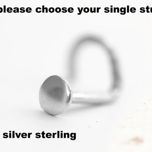 Nose stud L Stud Sterling Silver 20ga or 14k Rose or 14k Yellow Gold nose stud 2.5 round head small nose stud perfect for all piercing