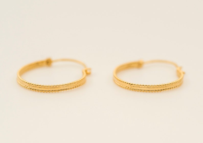 Large Gold Hoops 14k Solid Gold Earrings Gipsy Style Hoop Earrings image 4