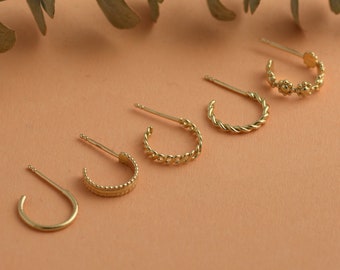 Solid 14k Gold Hoop Earrings • Gold Hoops• Choose Your Style • Simple Elegant Gold Earrings • Twisted Hoops