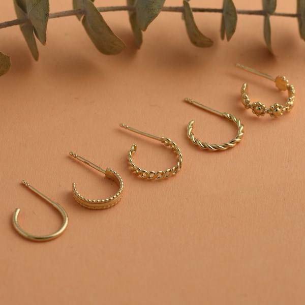 Solid 14k Gold Hoop Earrings • Gold Hoops• Choose Your Style • Simple Elegant Gold Earrings • Twisted Hoops