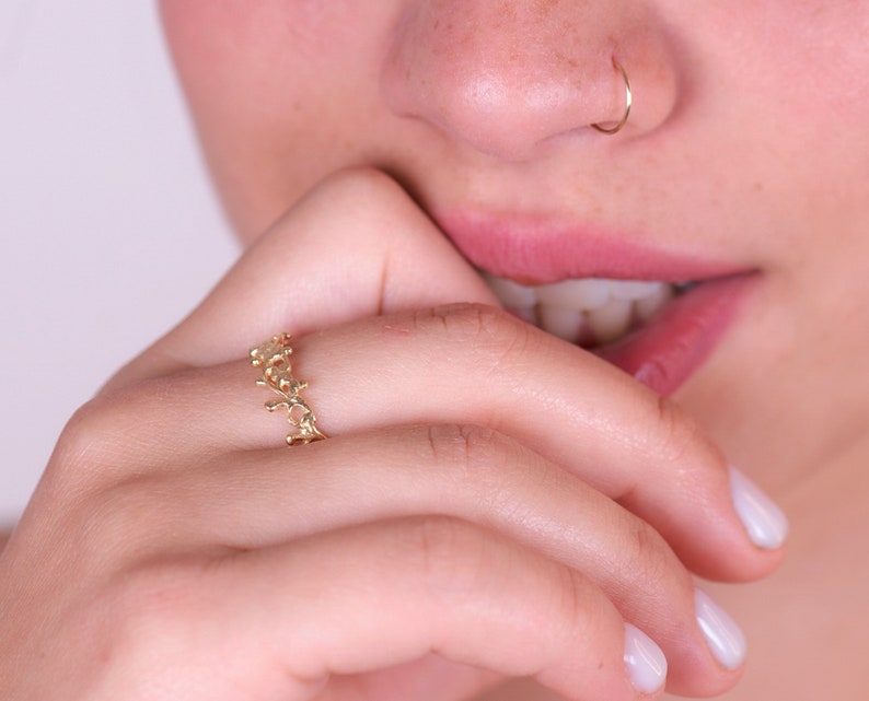 Gold Filigree Ring, Solid 14k Gold Ring for Women, Dainty Lace Ring, Vintage Ring, Hand Made Boho Ring, Gift For Her image 1