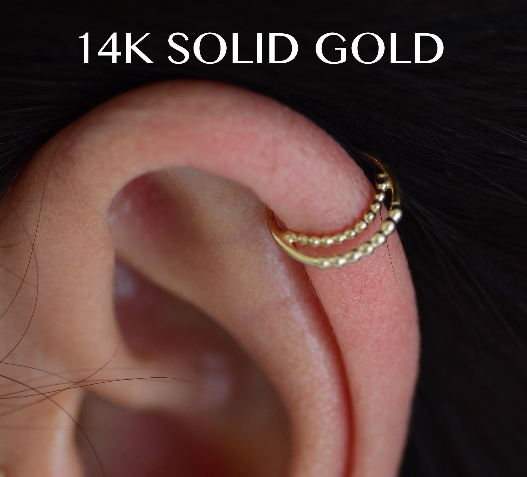 Cartilage Earring 14k SOLID GOLD helix ring Gold helix Etsy