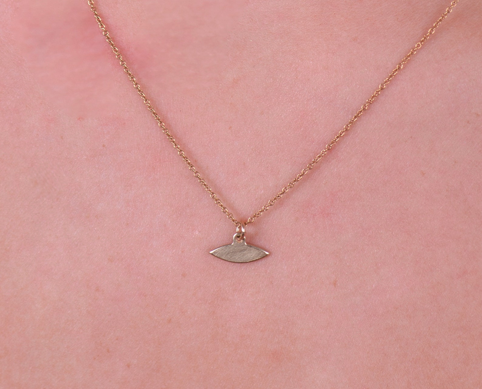 Gold Necklace Rhombus Tiny Charm Necklace Plain Geometric Etsy