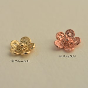 Solid Gold Stud Earrings, Gold Filigree Earrings, Gold Flower Lace Earrings, Gold Boho Studs, Dainty Post Earrings, Boho Earrings image 3