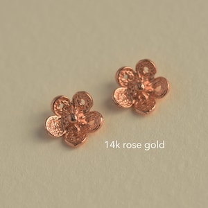 Solid Gold Stud Earrings, Gold Filigree Earrings, Gold Flower Lace Earrings, Gold Boho Studs, Dainty Post Earrings, Boho Earrings image 7