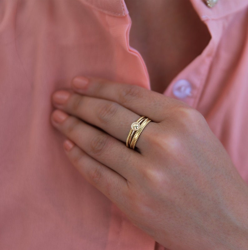 14k Gold Ring, Unique Women's Ring, Rings for Women, Boho Wedding Ring, Gold Stacking Ring, Stackable Ring, Bohemian Ring, Stacking Rings image 1