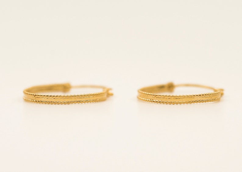 Large Gold Hoops 14k Solid Gold Earrings Gipsy Style Hoop Earrings image 5