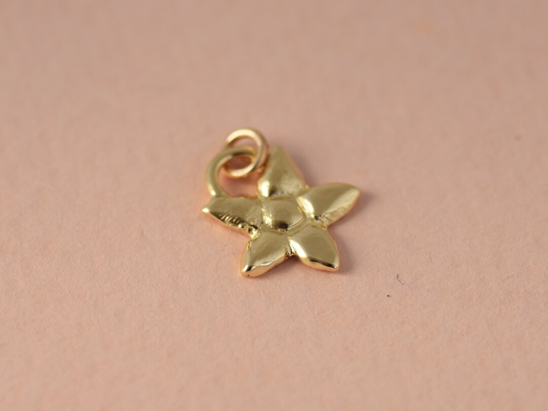 Fancy Gold R Flower 14k Solid Gold Flower Pendant, Lucky Charm Necklace - Etsy