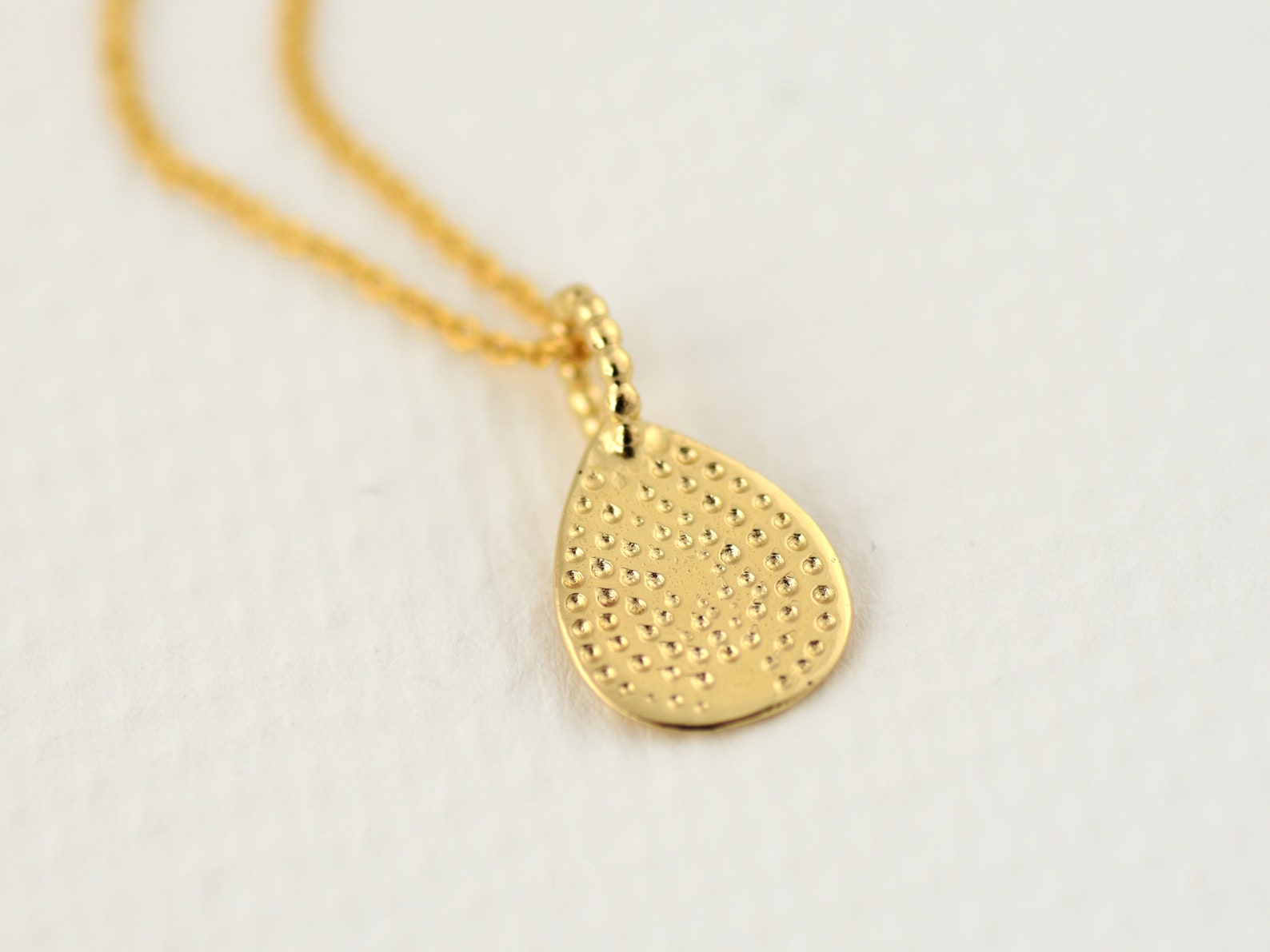 14k Solid Gold Drop Pendant, Brushed & Shiny, Handmade Necklace - Etsy