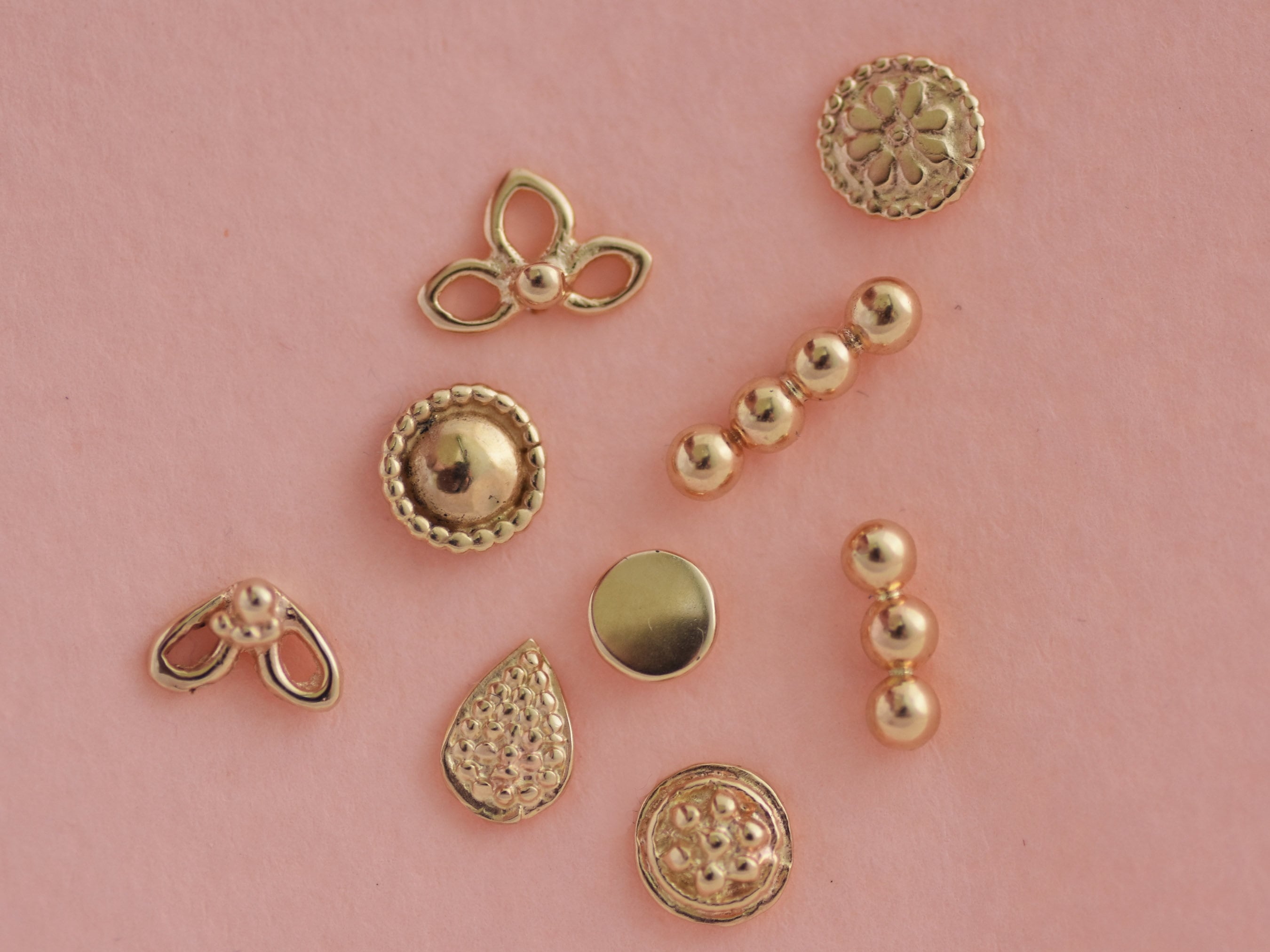 Gold Stud Earrings, 14k GOLD Tiny Studs, Everyday Post Earrings, Floral Petit Stud Earrings, Earrings For Girls, Second Hole Earring