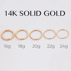 14k Gold Nose Hoop, Nose Hoop, Endless Nose Ring, Solid 14k Gold Nostril Hoop, Seamless Gold Nose Ring, Plain Nose Ring, 14k Gold Jewelry