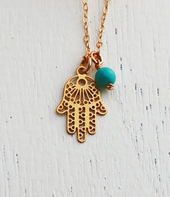 Hamsa necklace charm gold necklace hamsa hand necklace tiny Etsy