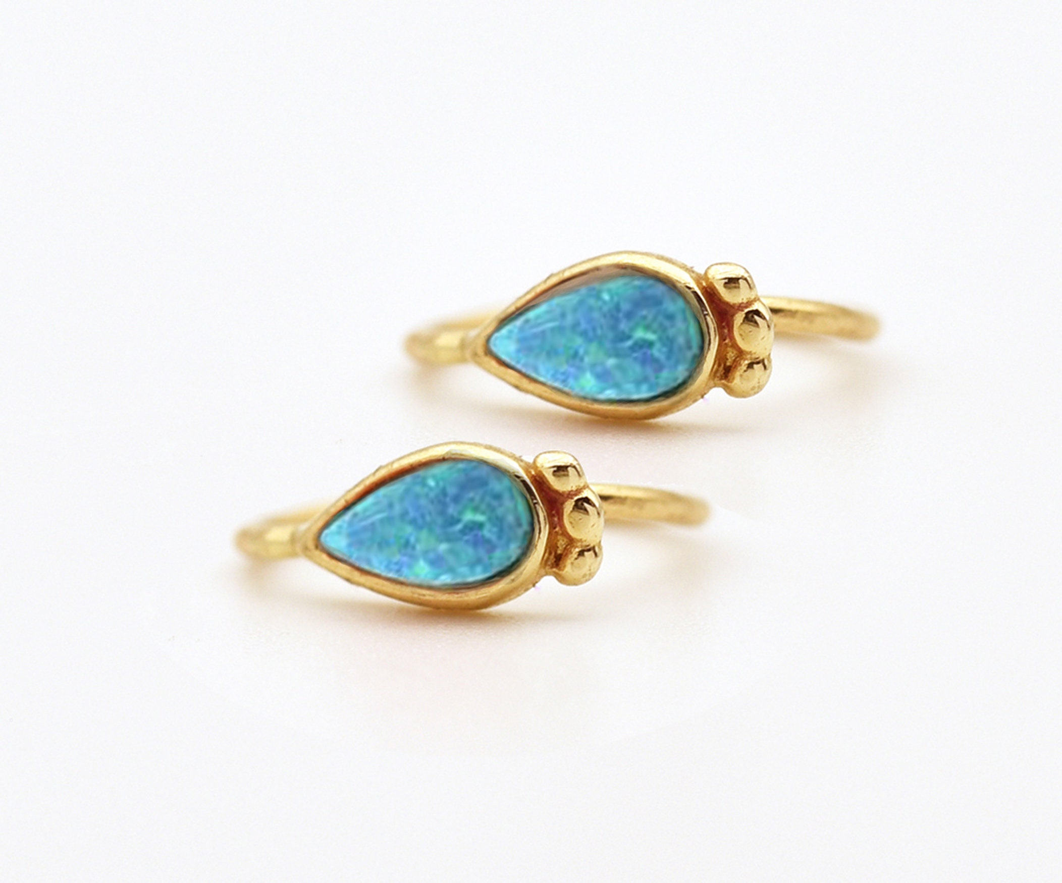 •AGATHA• blue opal + gold earrings main image 0