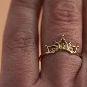 Sunrise Ring, 14k Gold Ring, Sun Ring, Crown Ring, Bohemian Ring, Wedding Ring, Gold Stacking Ring