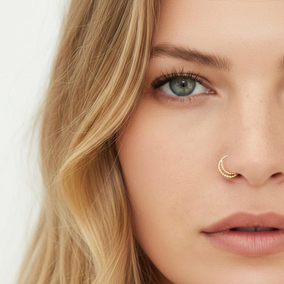 nose piercing gold seamless septum ring