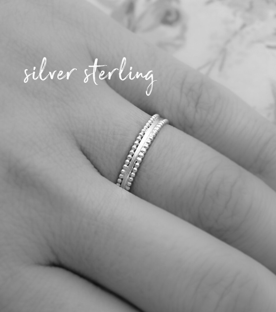 Tiny Stacking Ring, Silver Wedding Band, Dotted Small Ring Boho Rings