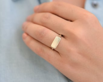 Silver Signet Ring, Handmade Rectangular Signet ring, Silver Wedding Ring, Pinky Ring Geometric, Holiday Gift, Gift for Her, Christmas Gift