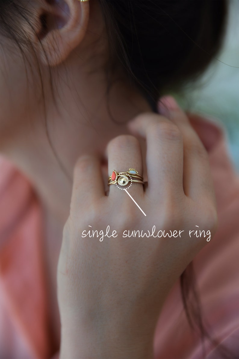 14k Gold Ring, Unique Women's Ring, Rings for Women, Boho Wedding Ring, Gold Stacking Ring, Stackable Ring, Bohemian Ring, Stacking Rings image 4