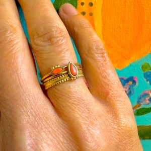 Orange Sponge Coral Golden Stacking Ring Set main image 0