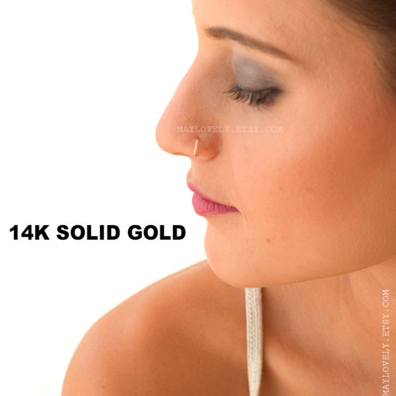 REAL Solid Gold Nose Ring Nose Hoop 16G 18G 20G 22G 24G Gold Etsy
