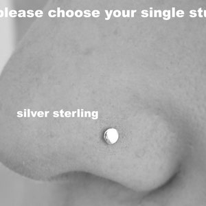 2.5mm SILVER or SOLID GOLD Nose Stud, Tiny Nose, Dot Disc Circle Nose Screw, Flat Round Nose Pin, Nose Jewelry, Minimalist Nose Stud, single