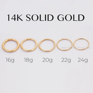 14k GOLD Hoop Tiny nose hoop Rose Nose Ring Yellow rose Gold Nose Piercing Cartilage Tragus Helix Dainty Endless Hoop 14k Solid Gold