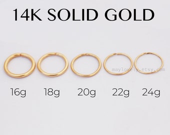 14k GOLD Hoop Tiny nose hoop Rose Nose Ring Yellow rose Gold Nose Piercing Cartilage Tragus Helix Dainty Endless Hoop 14k Solid Gold
