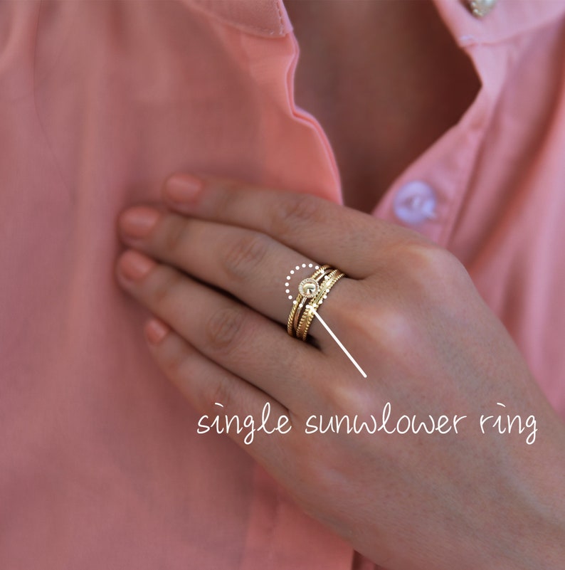 14k Gold Ring, Unique Women's Ring, Rings for Women, Boho Wedding Ring, Gold Stacking Ring, Stackable Ring, Bohemian Ring, Stacking Rings image 3