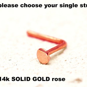 14k SOLID Rose Gold 2.5mm Stud Simple Nose Ring Screw Stud Recycled Rose Gold Yellow Gold 20g nose stud tiny nose stud simple nose ring