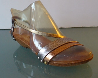 Metallic & Faux Wood Sandals Made in Italy 6