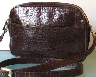 Talbots Made in Italy Alligator  Embossed Leather Shoulder Bag