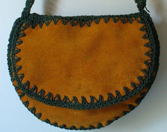 Vintage Made in Italy Suede & Crochet Bag