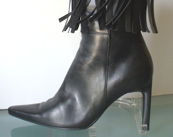 Divina OTP Fringed Zipper Ankle Boots Made in Italy Size 41