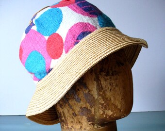 Made in Italy Vintage Terry Cloth & Straw Beach Bag with Hat