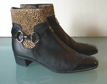 Sesto Meucci Fur & Leather Ankle Boots Made in Italy Size 5.5 M