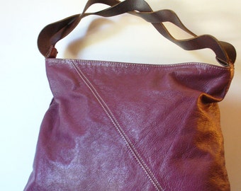 Guia's Aubergine Hobo Bag Made in Italy