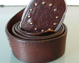 Vintage Made in Italy Studded Buffalo Theme Belt Size S