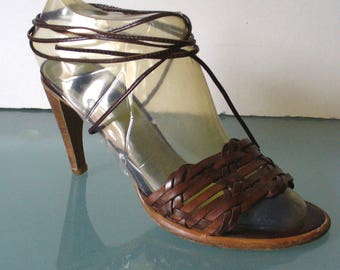 Vintage Made in Italy Pino Carina Roman Sandal Heels Size 37 EU
